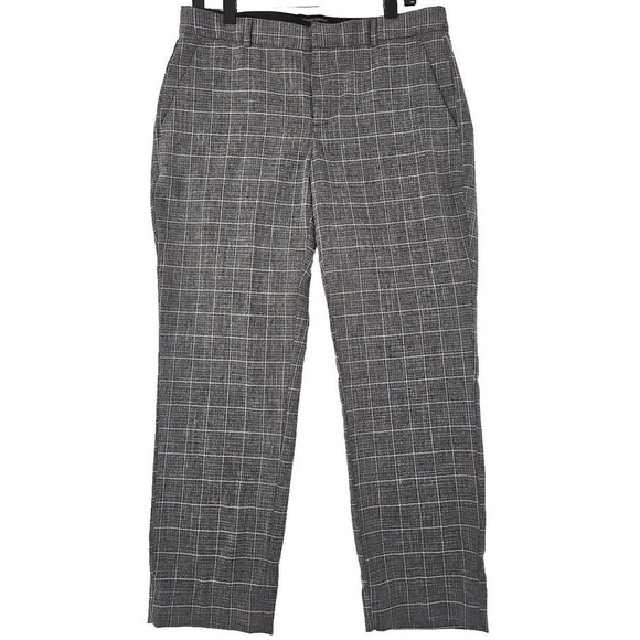 Banana Republic ~Women Size 10~ Gray Plaid Print "Avery" Ankle Pants Stretch. - Picture 4 of 12